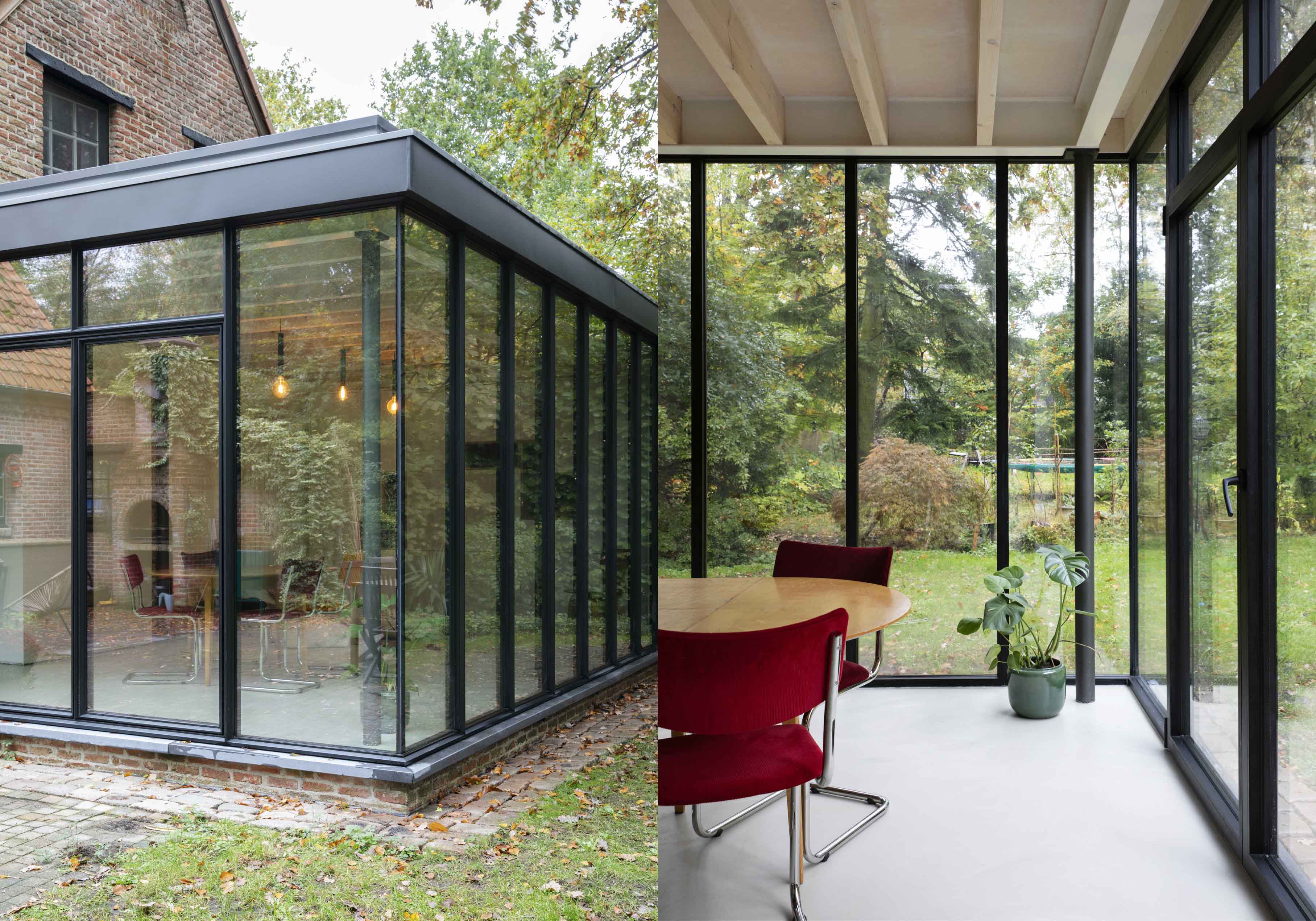 Landelijke woning na renovatie met een aanbouw in natuurlijke materialen